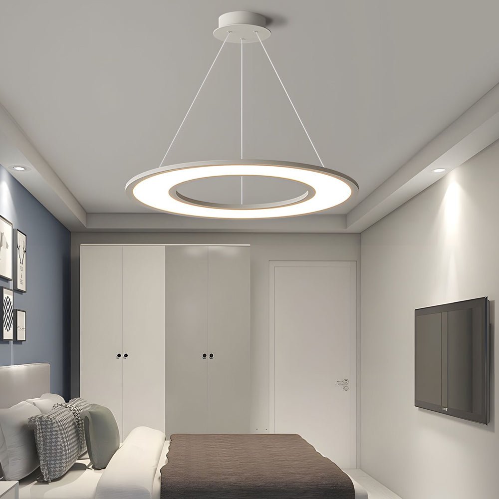 Modern Ring LED Pendant Light with Acrylic Shade - Adjustable Height