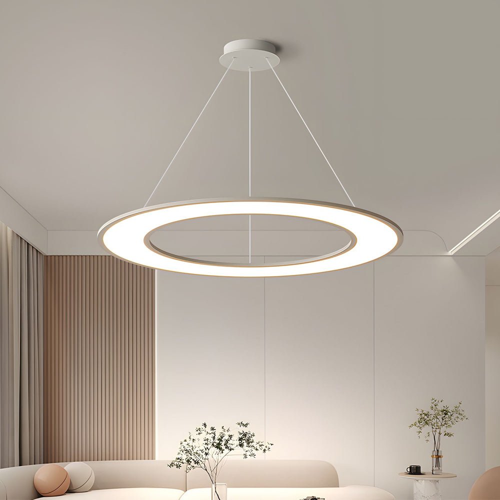 Modern Ring LED Pendant Light with Acrylic Shade - Adjustable Height