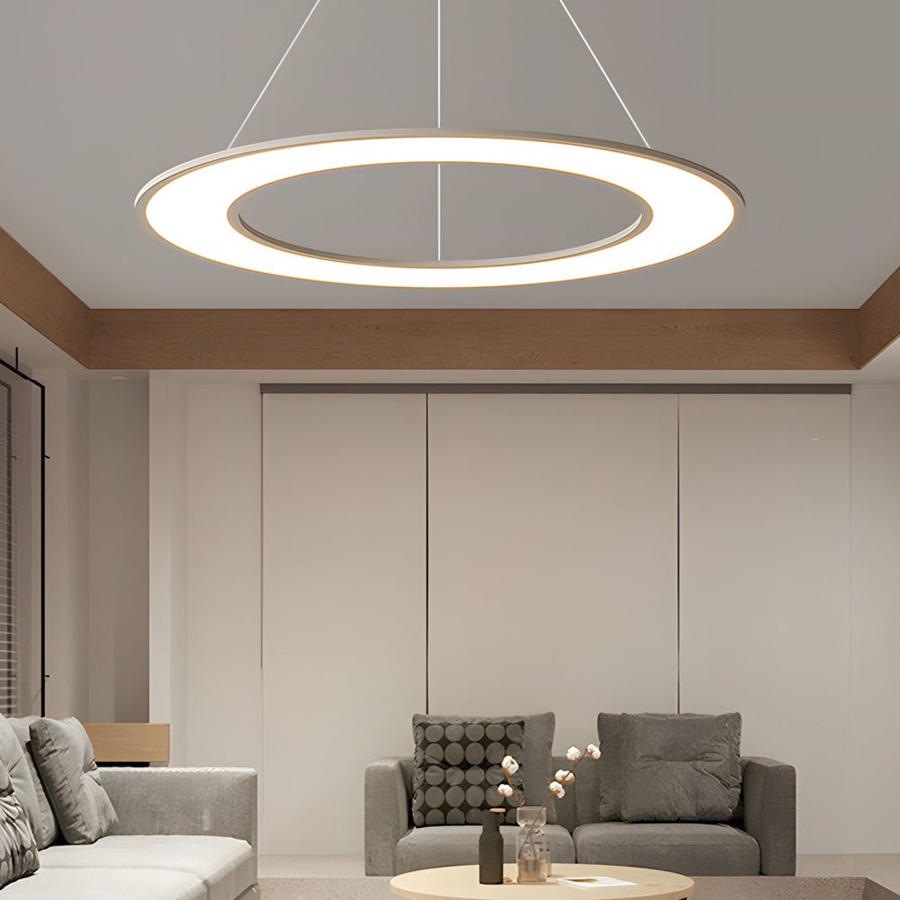 Modern Ring LED Pendant Light with Acrylic Shade - Adjustable Height