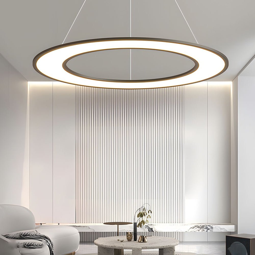 Modern Ring LED Pendant Light with Acrylic Shade - Adjustable Height