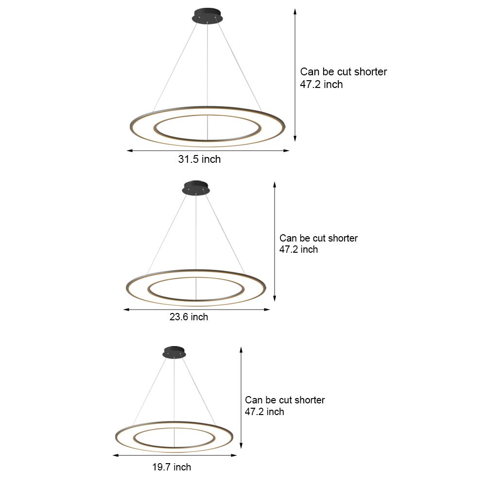 Modern Ring LED Pendant Light with Acrylic Shade - Adjustable Height