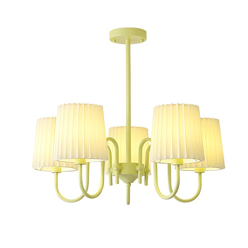Pleated Fabric Chandelier – Modern French Style in Green & Beige