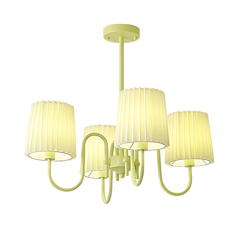 Pleated Fabric Chandelier – Modern French Style in Green & Beige