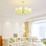 Pleated Fabric Chandelier – Modern French Style in Green & Beige