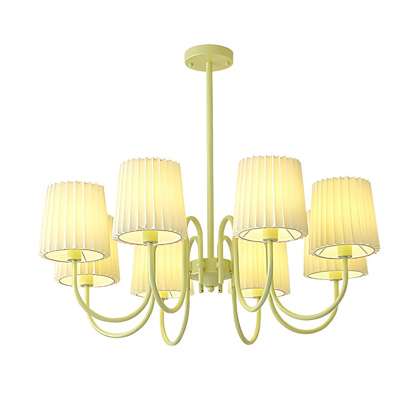 Pleated Fabric Chandelier – Modern French Style in Green & Beige