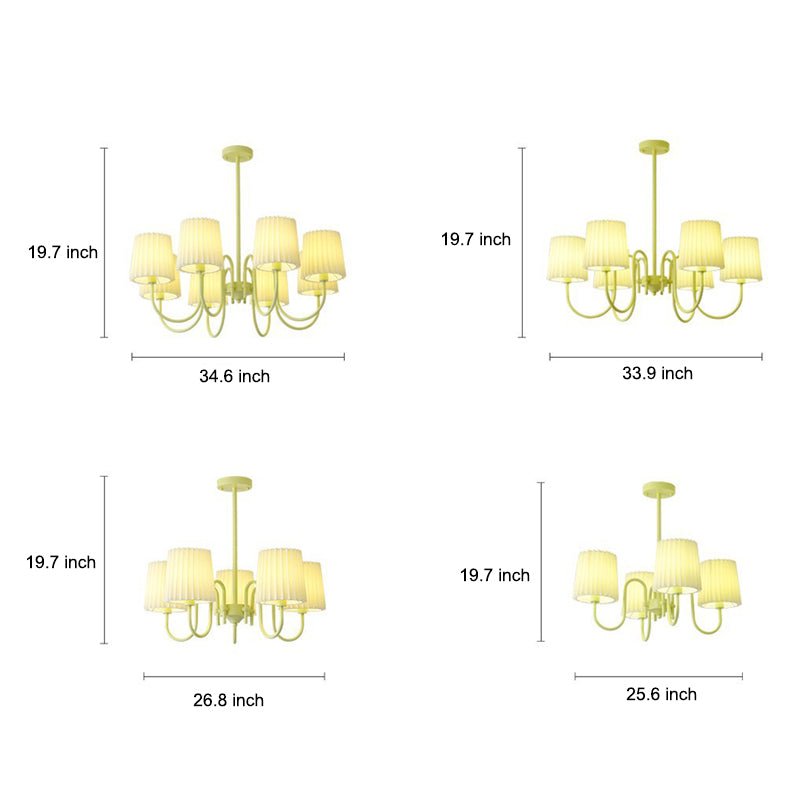 Pleated Fabric Chandelier – Modern French Style in Green & Beige
