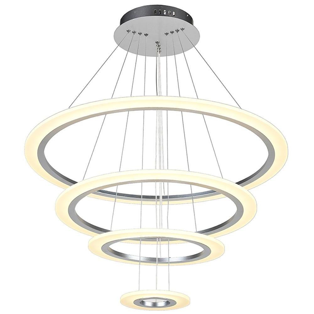 Adjustable 4-Ring LED Modern Pendant Chandelier – Metal & Acrylic