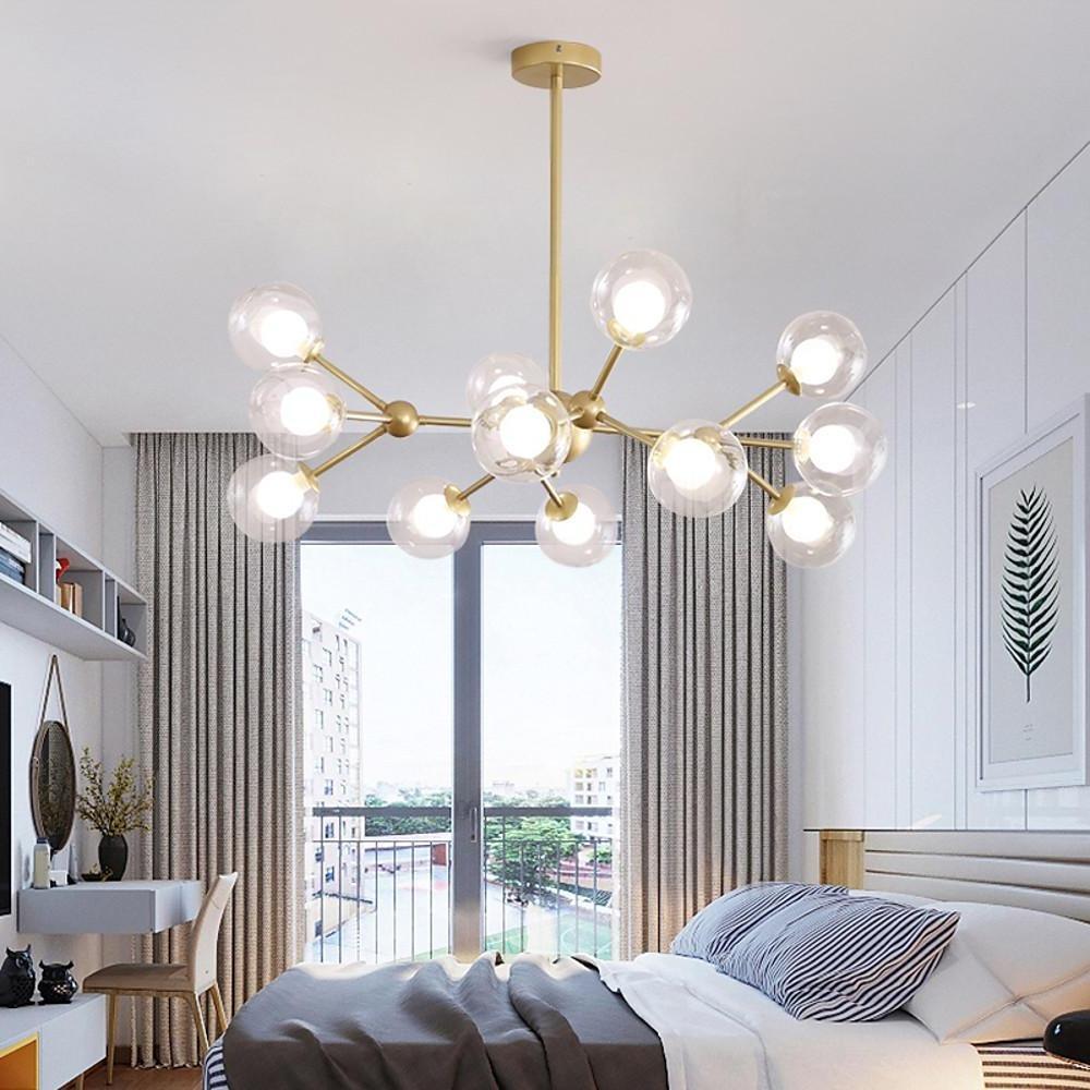 12-Light Sputnik Semi Flush Chandelier - Modern Starburst Design