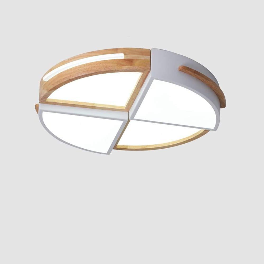 Modern Geometric Wood Flush Mount Ceiling Light with Dimmable LED