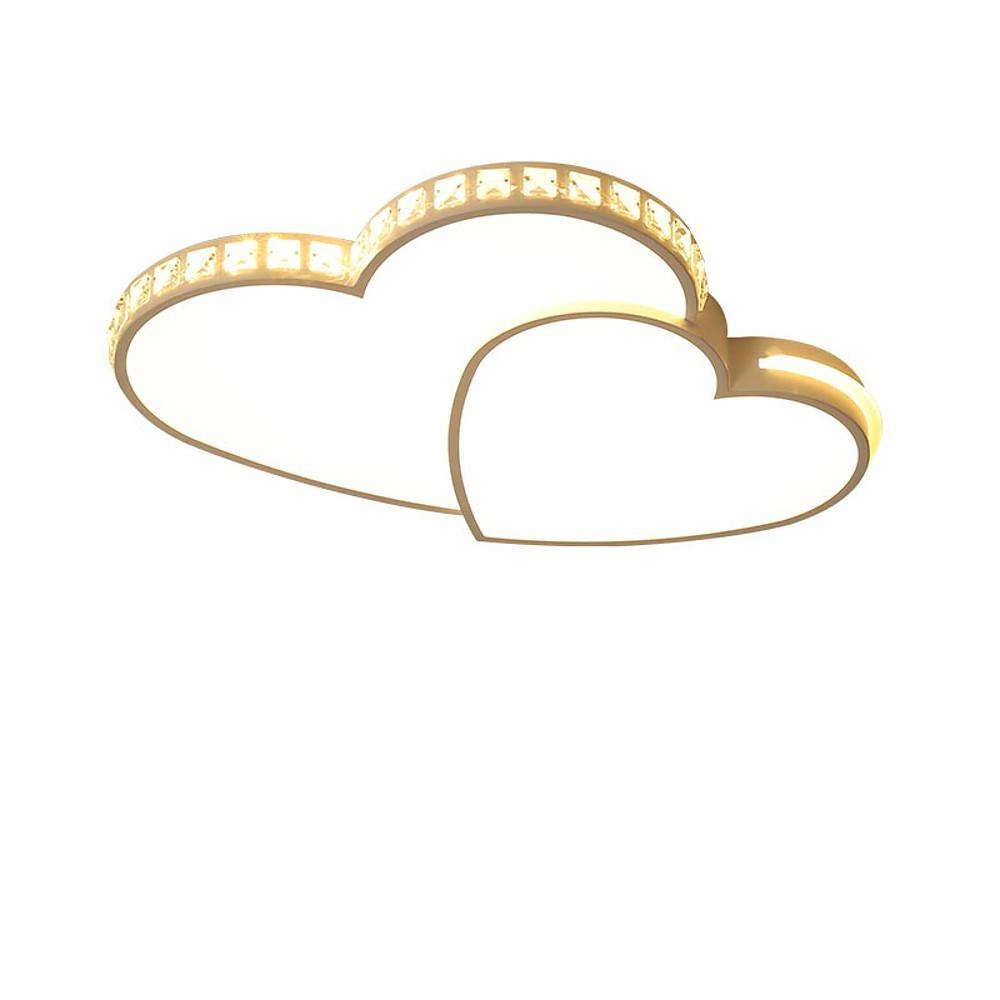 Double Heart Flush Mount Ceiling Light Gold Acrylic Dimmable LED