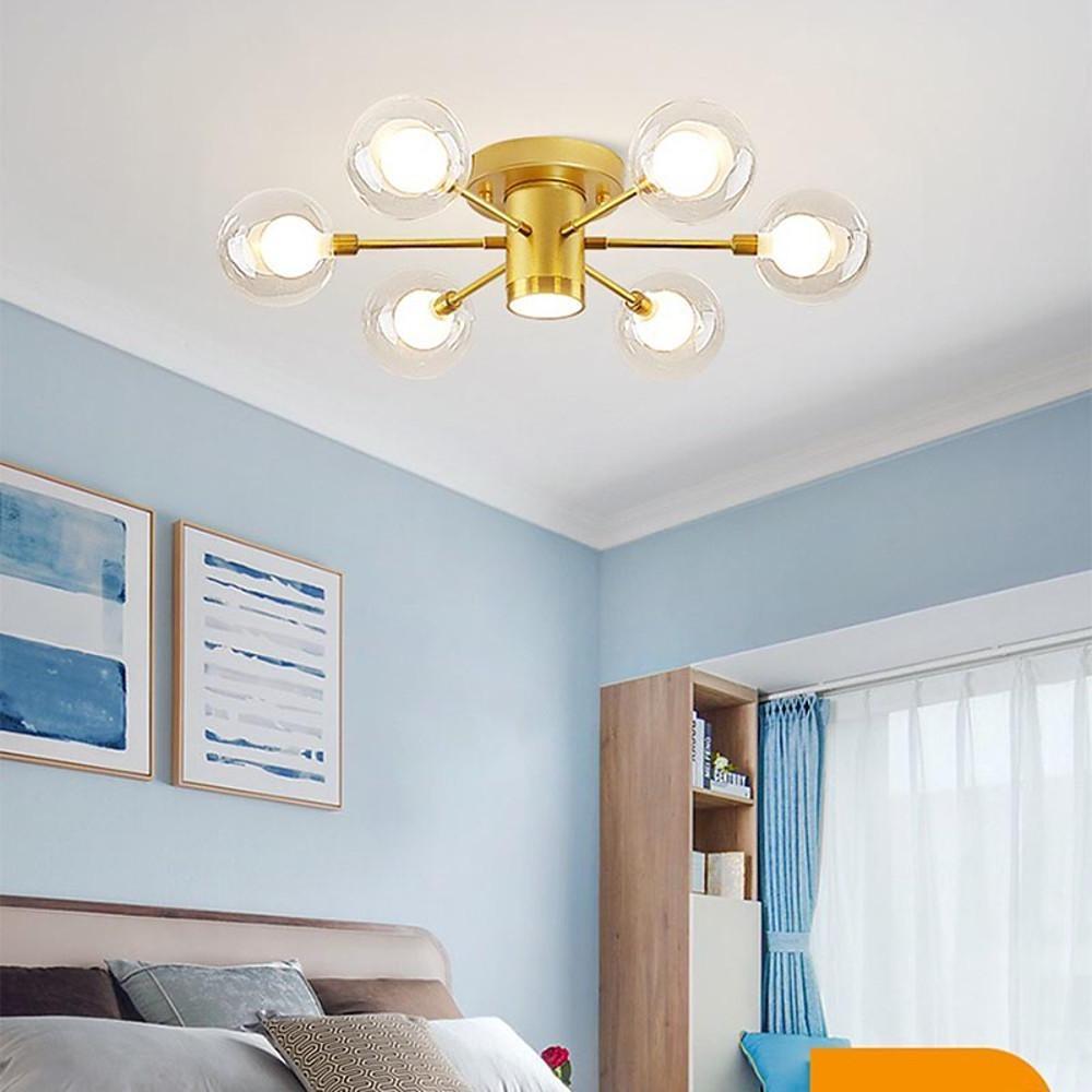 Modern Globe Flush Mount Ceiling Light – Metal & Glass LED Fixture