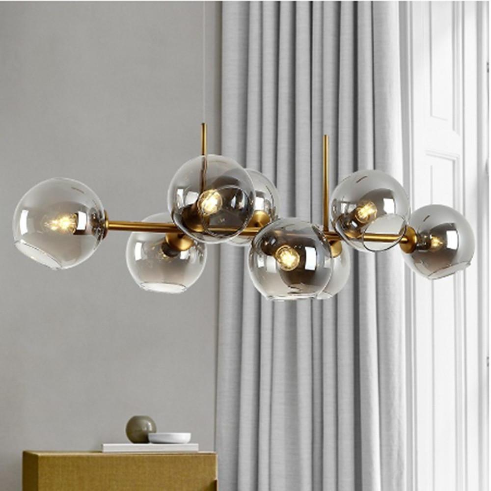 Nordic Glass Bubble Chandelier with Metal Frame – 8-Light