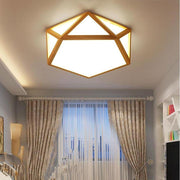 Geometric Wood Flush Mount Ceiling Light with LED