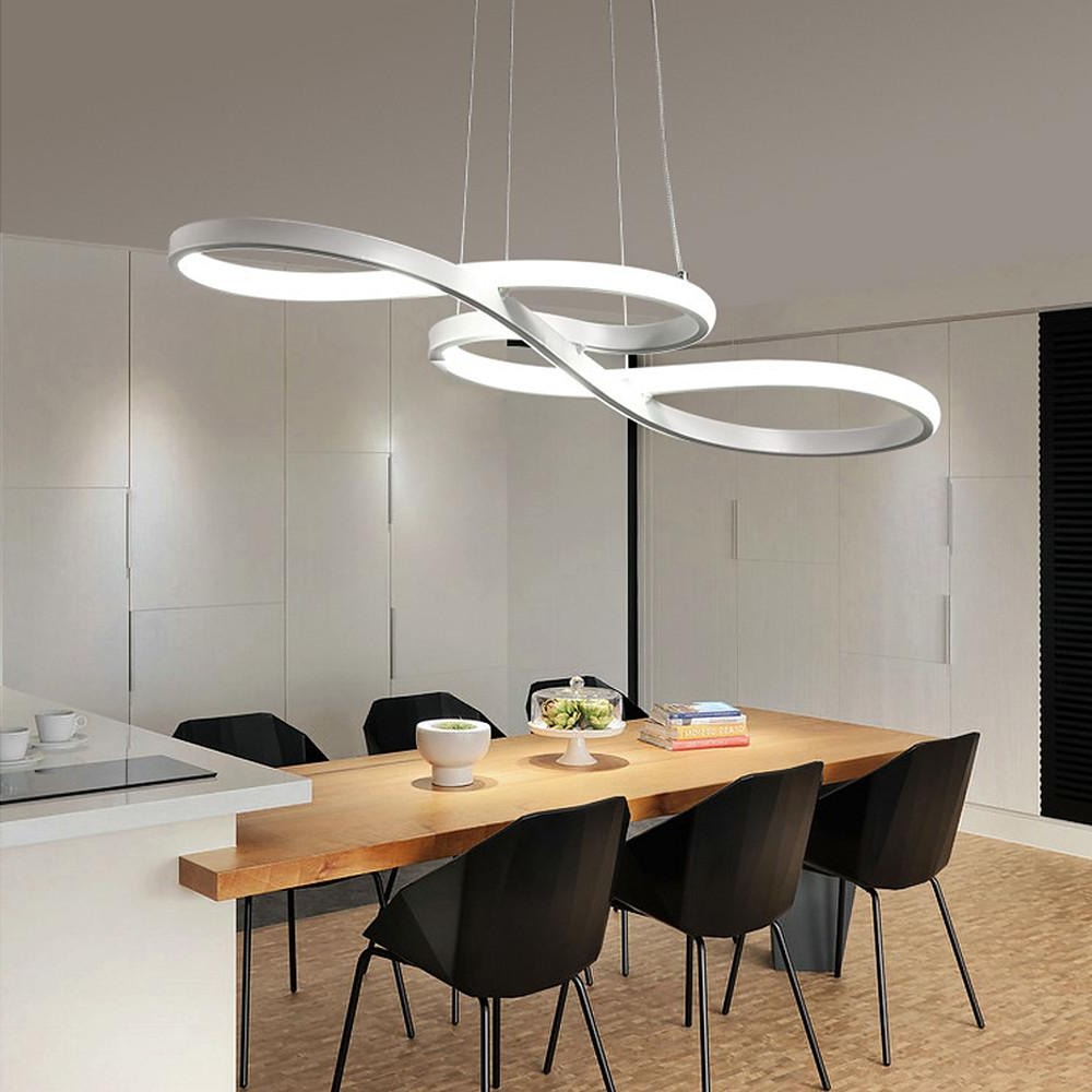 Modern Geometric LED Pendant Light - Aluminum Wave Design