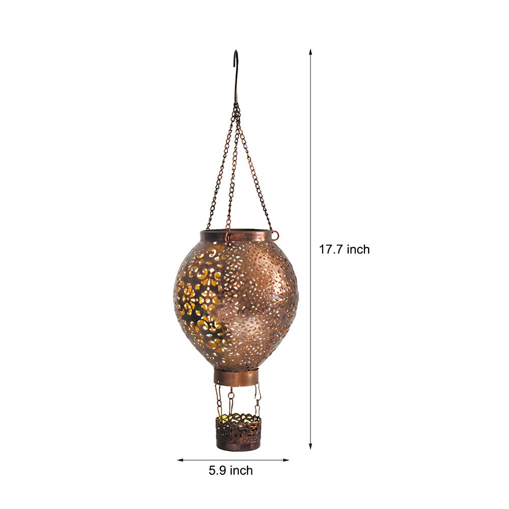 Retro Hot Air Balloon Solar Lantern - Hanging Cast Iron Outdoor
