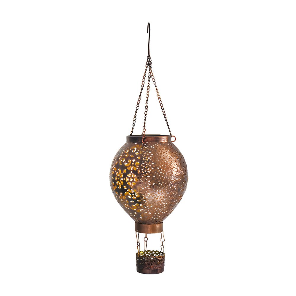 Retro Hot Air Balloon Solar Lantern - Hanging Cast Iron Outdoor