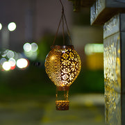 Retro Hot Air Balloon Solar Lantern - Hanging Cast Iron Outdoor