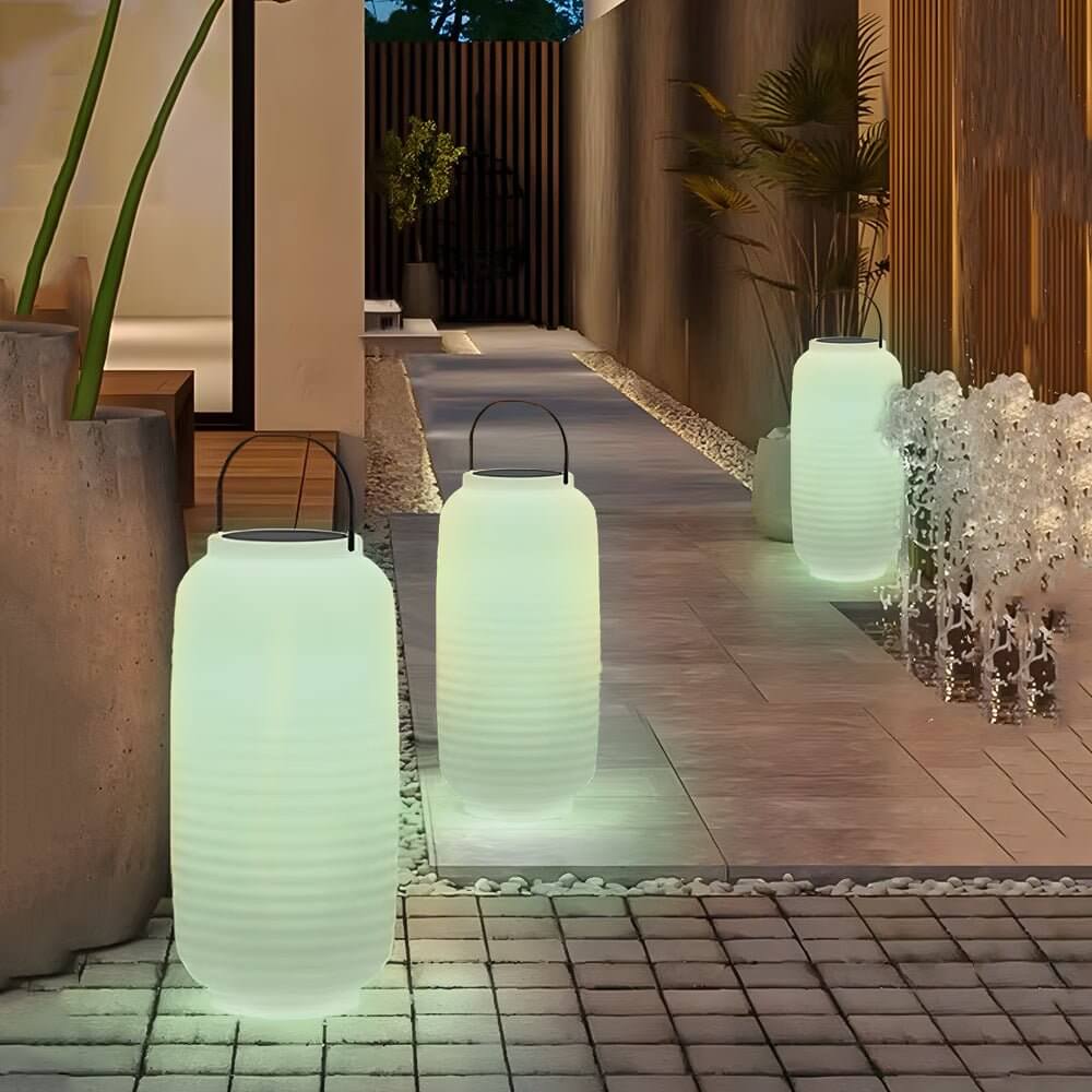 Portable RGB LED Outdoor Lantern with Speaker & Solar Power
