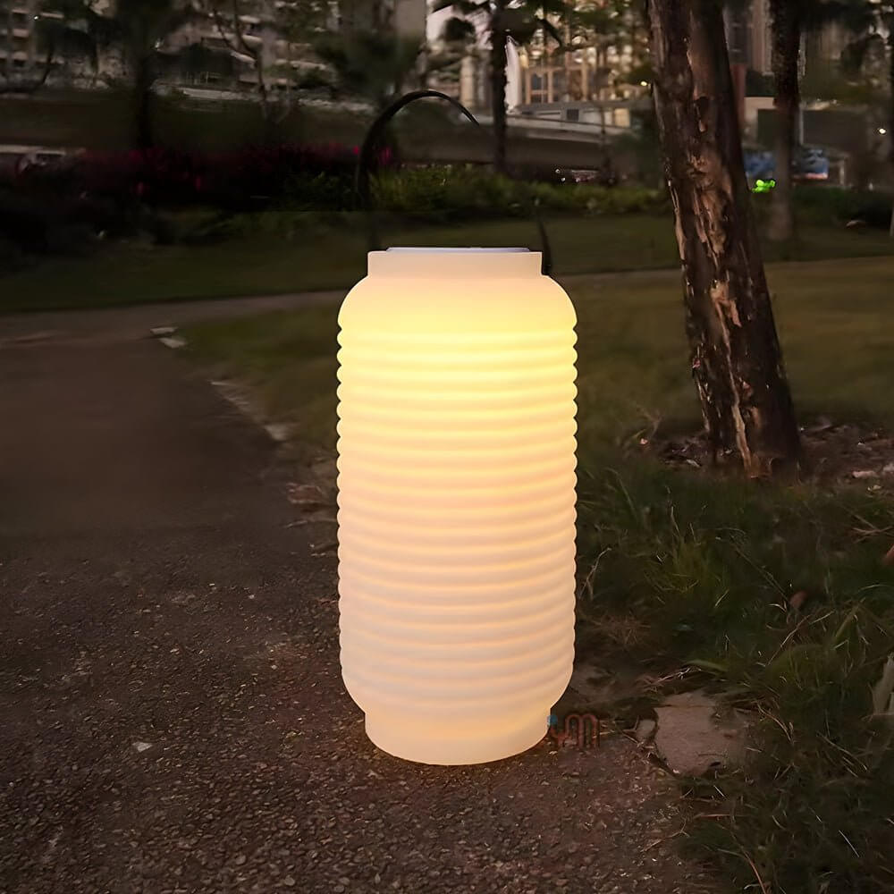 Portable RGB LED Outdoor Lantern with Speaker & Solar Power