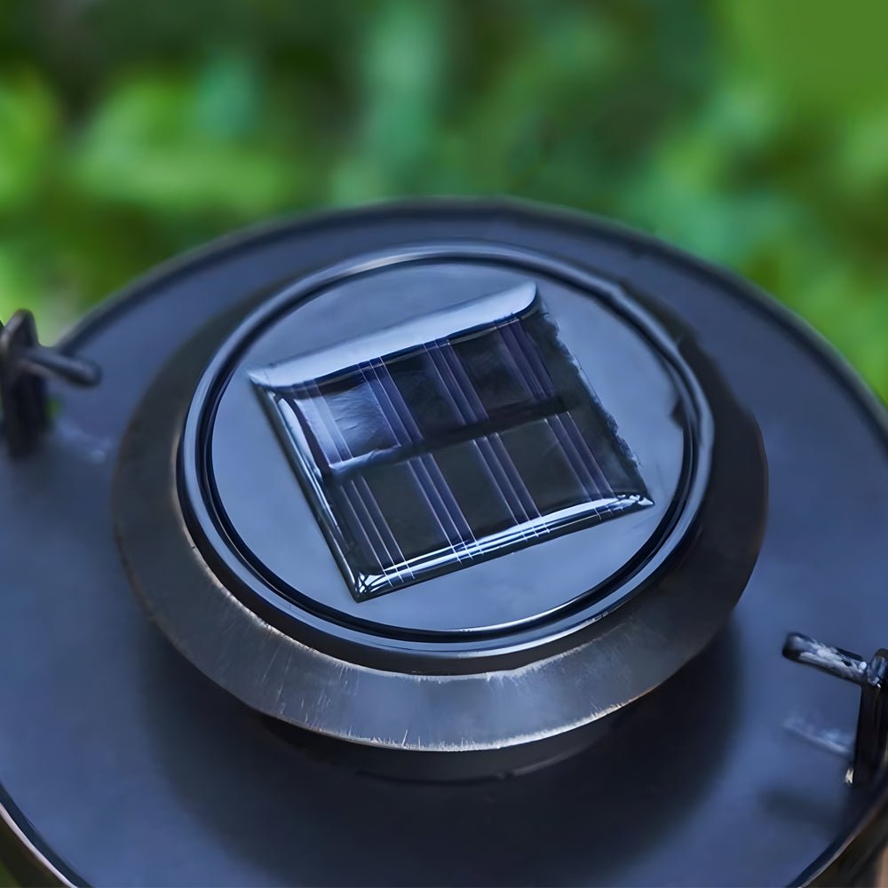 Retro Solar Lantern Glass Cylinder Firefly LED Outdoor Light
