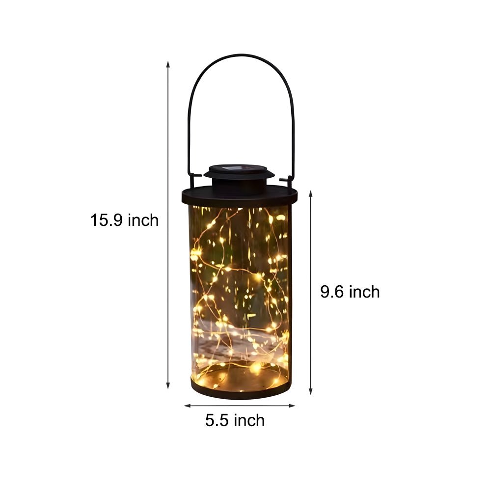 Retro Solar Lantern Glass Cylinder Firefly LED Outdoor Light