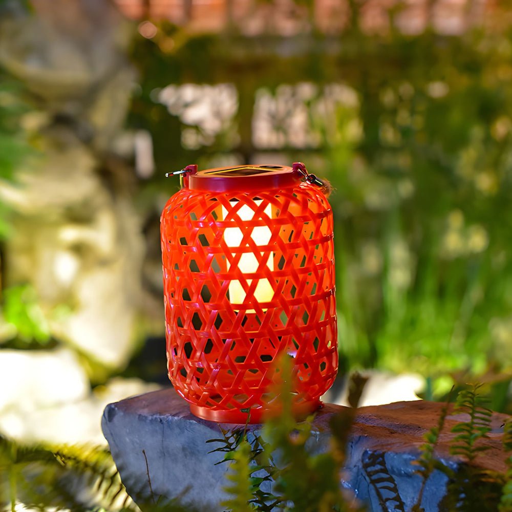 Solar Rattan Lantern Outdoor LED Garden Light Portable Hanging