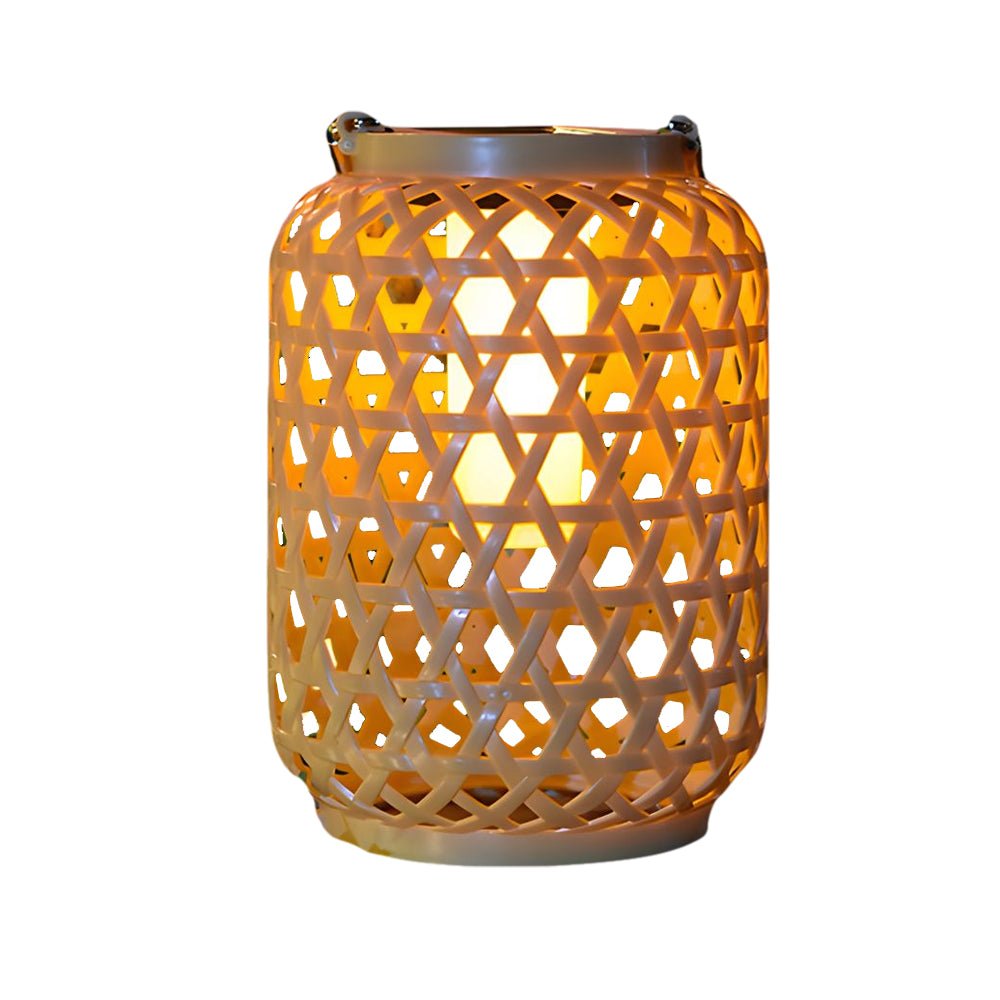 Solar Rattan Lantern Outdoor LED Garden Light Portable Hanging