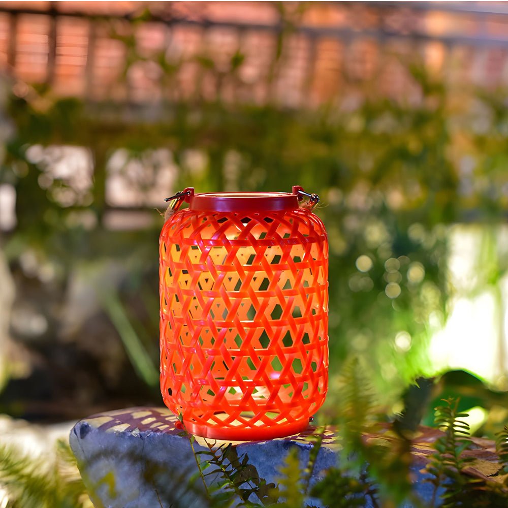 Solar Rattan Lantern Outdoor LED Garden Light Portable Hanging