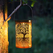 Retro Solar Lantern with Tree Projection | Waterproof Outdoor Light