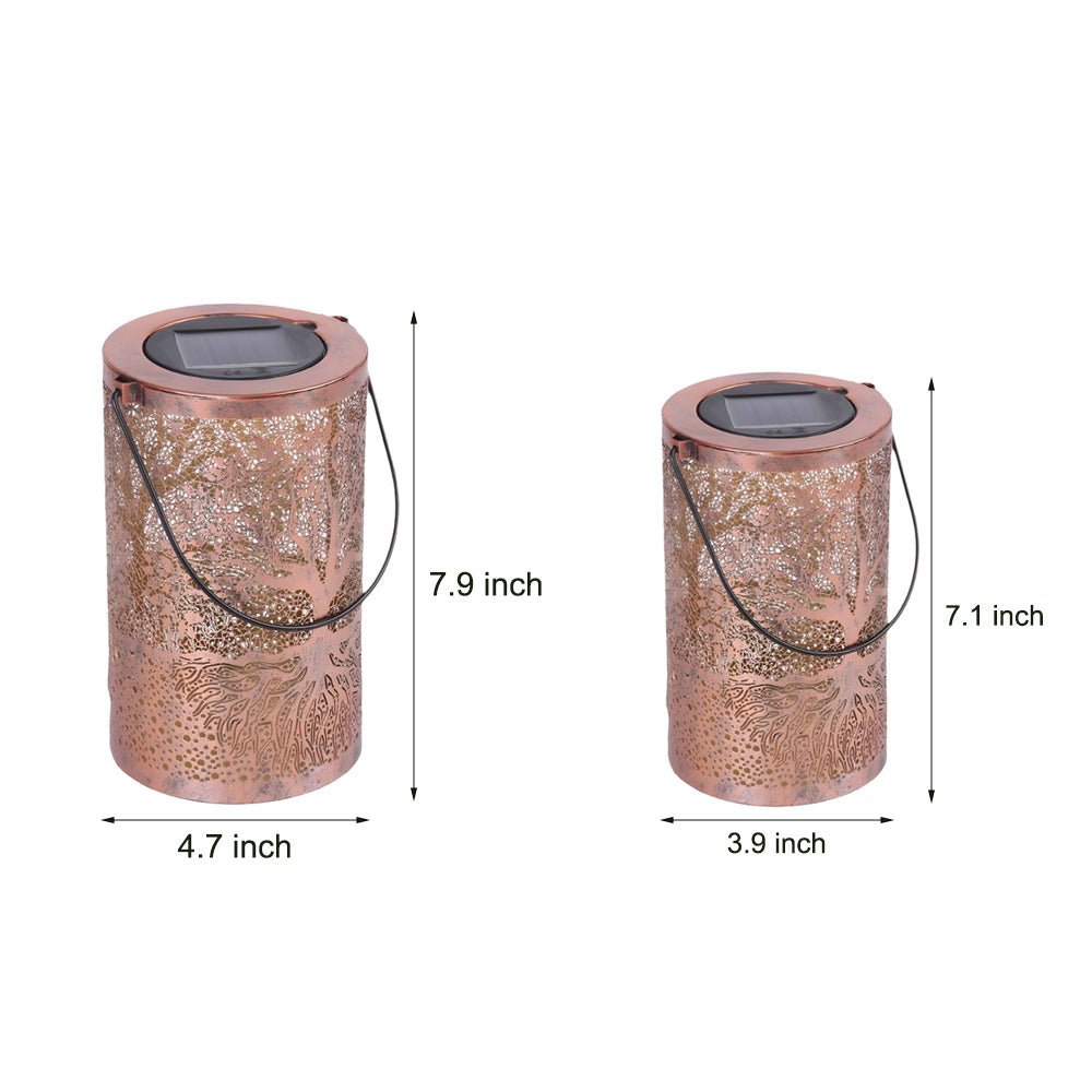 Retro Solar Lantern with Tree Projection | Waterproof Outdoor Light