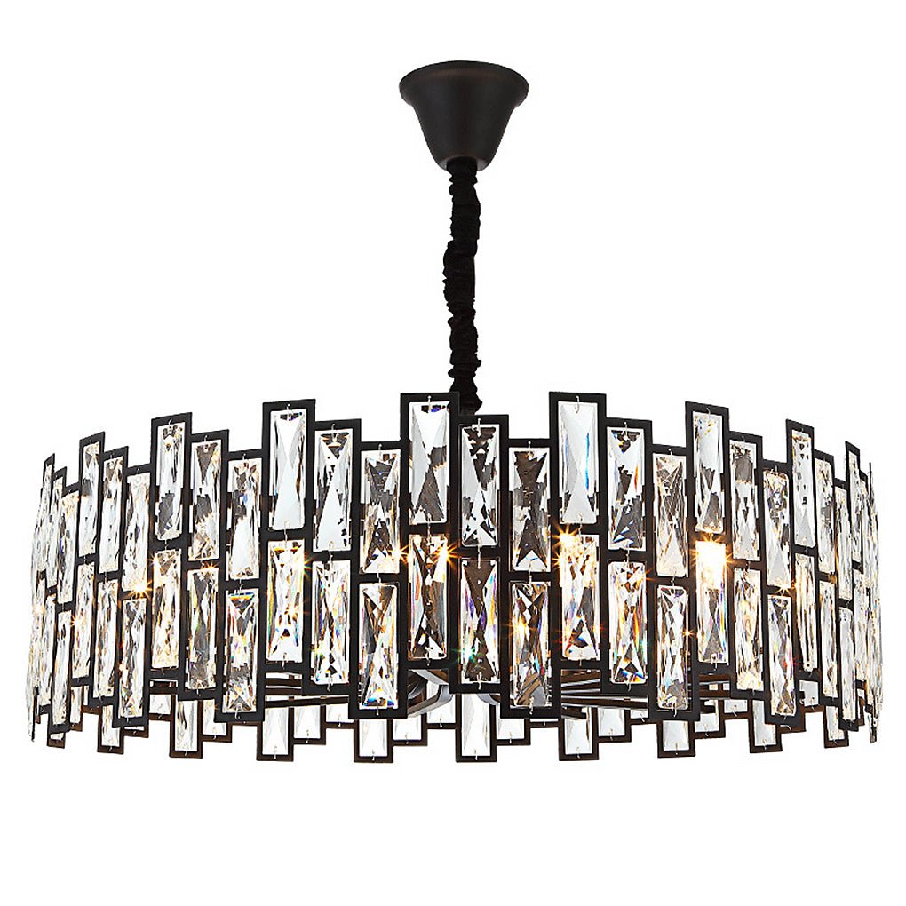 Modern Crystal Chandelier with LED – Iron Frame, Three-Color Lighting
