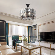 Modern Crystal Chandelier with LED – Iron Frame, Three-Color Lighting