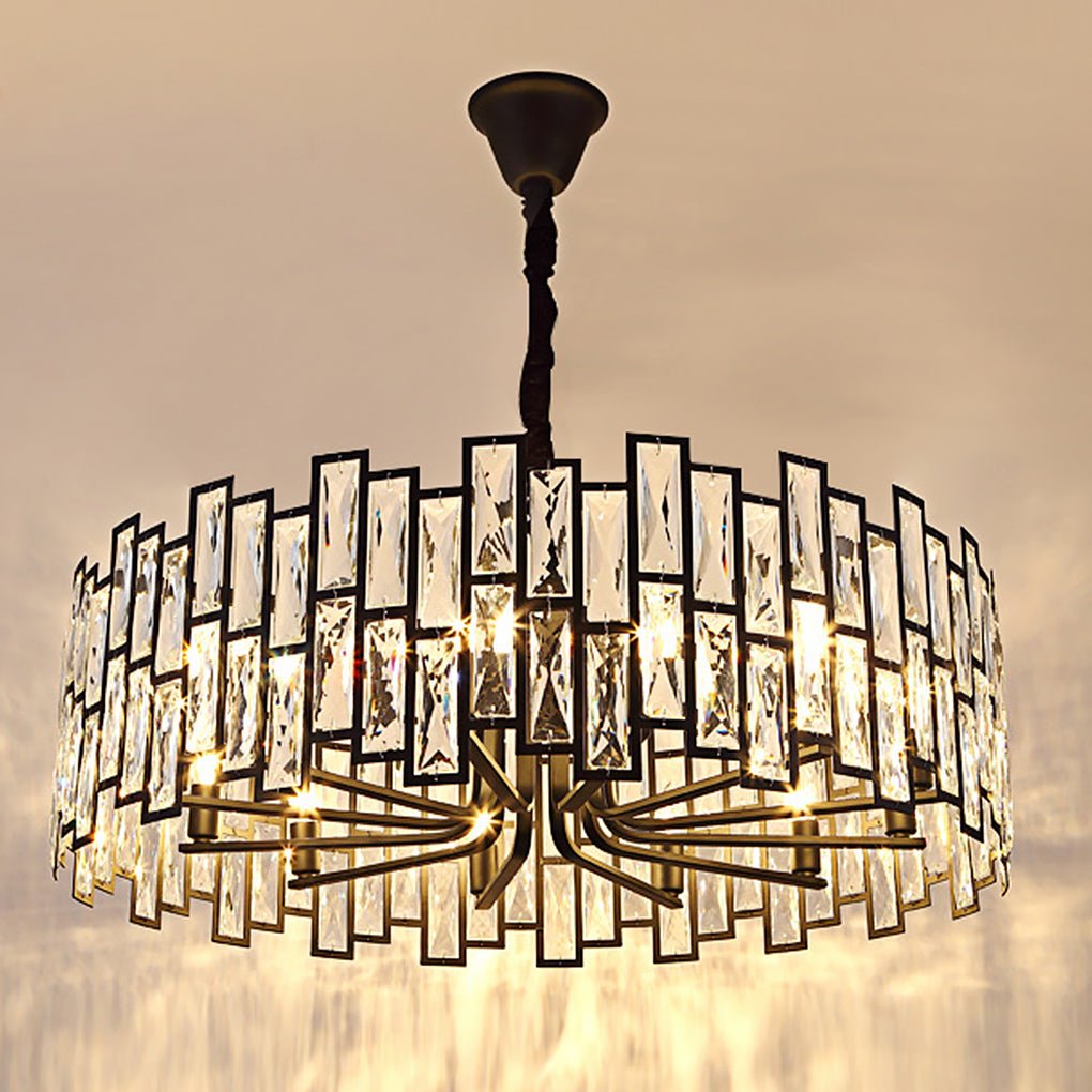Modern Crystal Chandelier with LED – Iron Frame, Three-Color Lighting