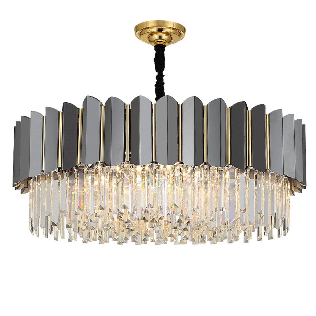 Modern Crystal Chandelier with Three-Color LED – Iron Frame