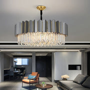 Modern Crystal Chandelier with Three-Color LED – Iron Frame