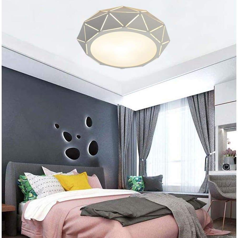 Geometric Drum LED Flush Mount Ceiling Light - Modern Metal Fixture