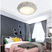Geometric Drum LED Flush Mount Ceiling Light - Modern Metal Fixture