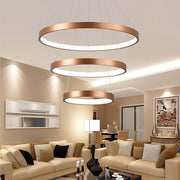 Bronze 3-Tier Ring Chandelier Dimmable LED 59" Adjustable