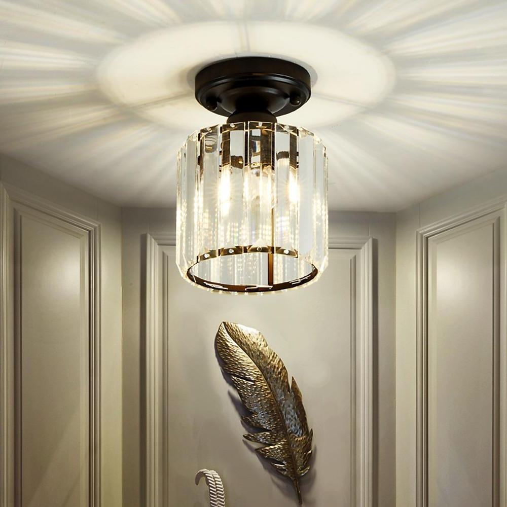 Crystal Semi-Flush Mount Ceiling Light - Modern Industrial LED