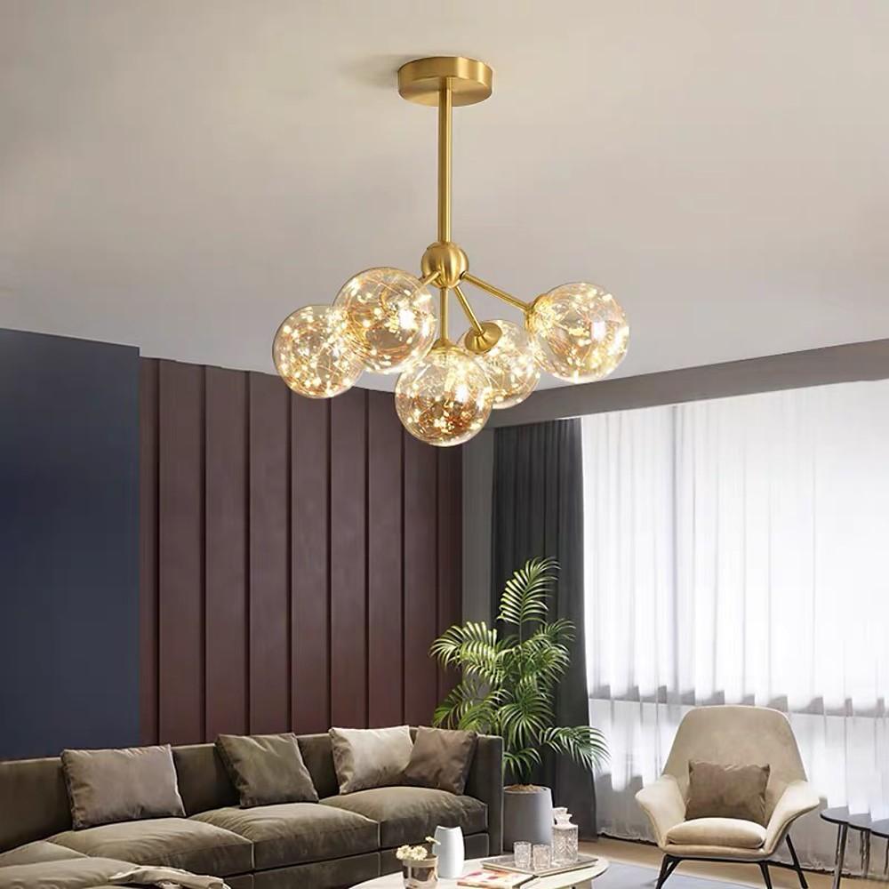 5-Globe Glass Flush Mount Ceiling Light - Modern Artistic LED