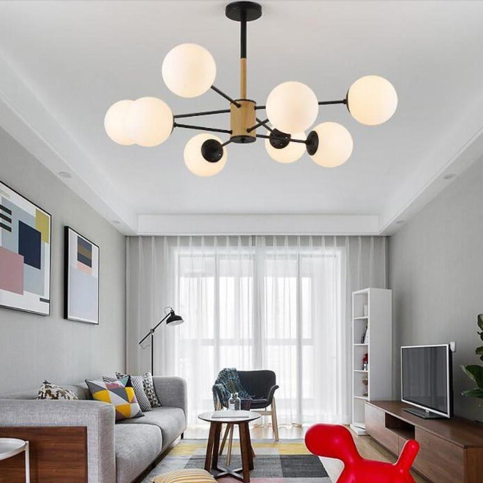 6-Light Modern Glass Globe Chandelier for Kitchen & Dining