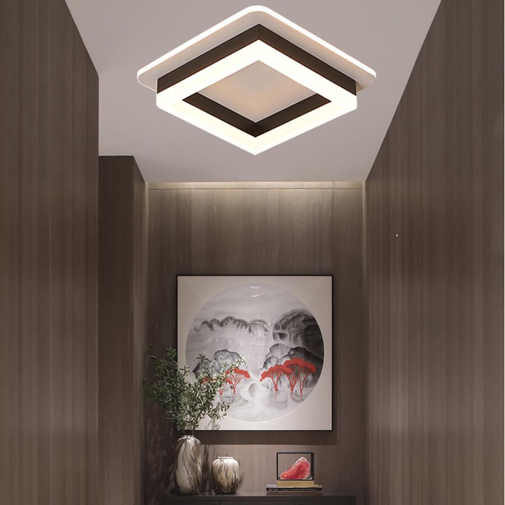 Modern Square LED Flush Mount Ceiling Light Metal Acrylic