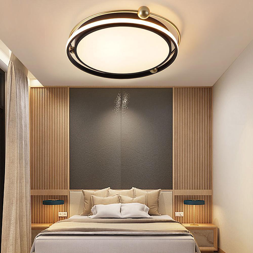 Geometric Circles LED Flush Mount Ceiling Light Black Nordic