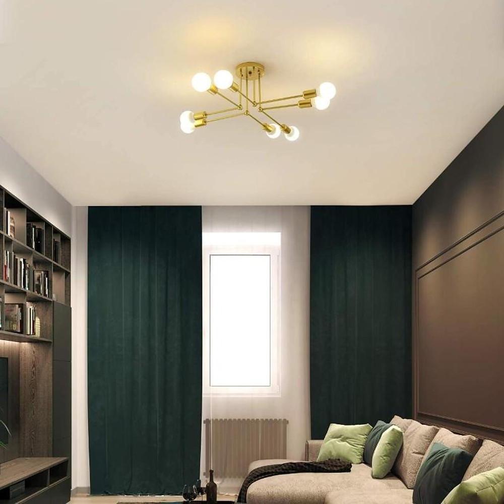 8-Light Modern Sputnik Semi Flush Metal Chandelier
