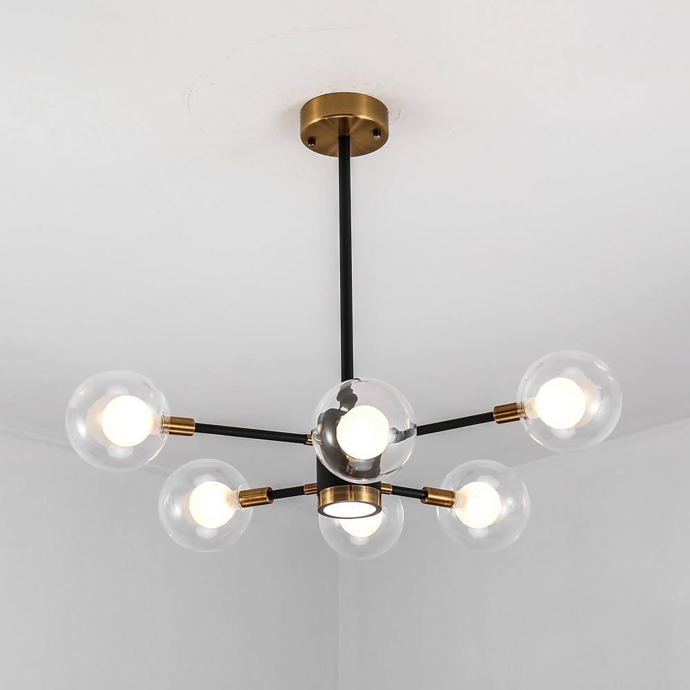6-Light Modern Glass Globe Chandelier for Kitchen & Dining