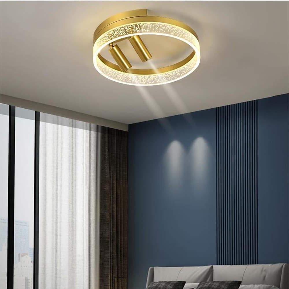 Modern Black Circle LED Flush Mount Ceiling Light with Spotlight