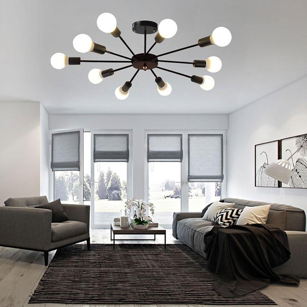 Industrial Sputnik Chandelier with 10 Lights - Modern Metal Fixture