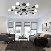 Industrial Sputnik Chandelier with 10 Lights - Modern Metal Fixture