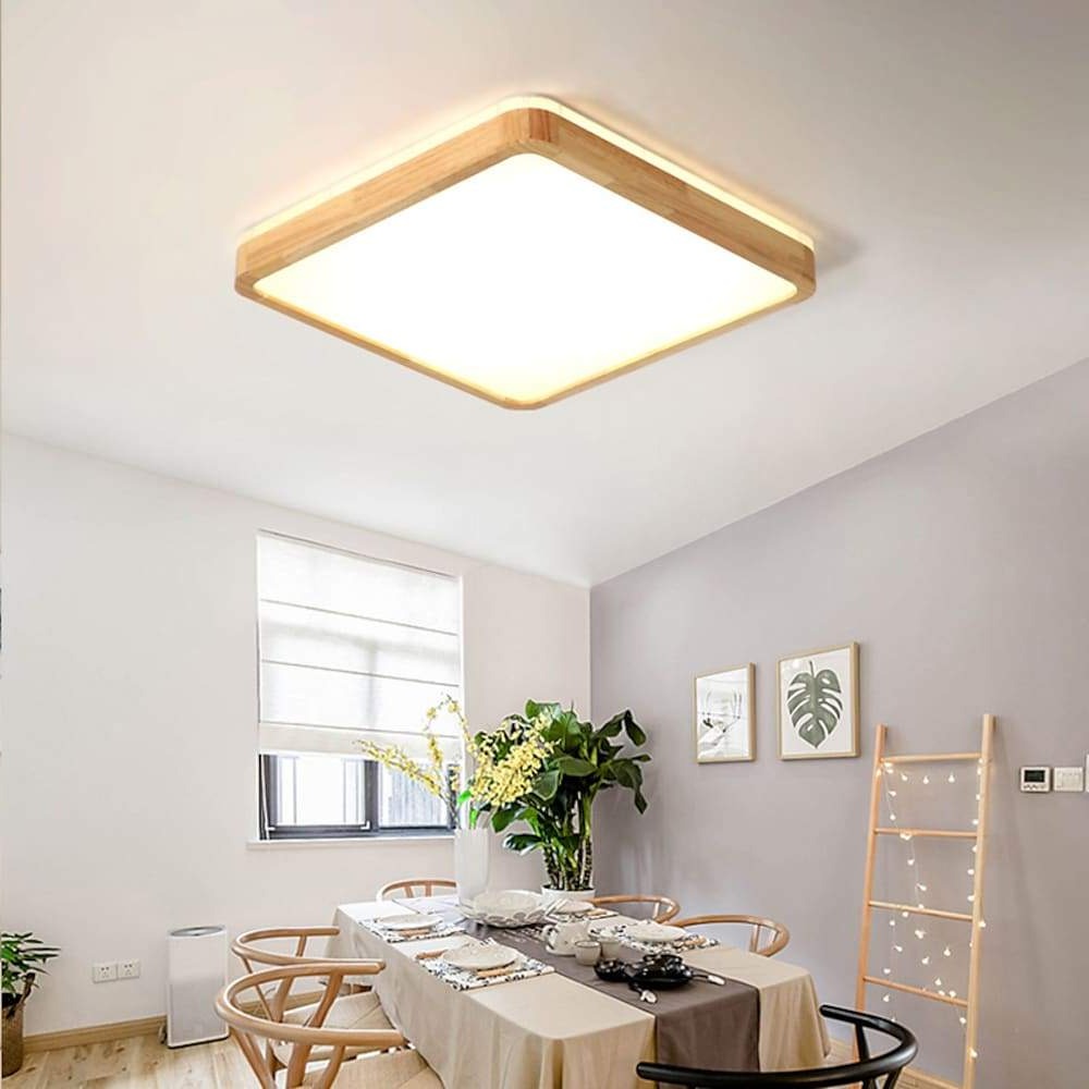 Circular Wood LED Flush Mount Ceiling Light – Nordic Minimalist Design