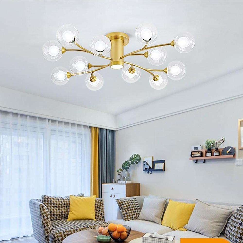 Modern Globe Glass Flush Mount Ceiling Light with LED Bulbs